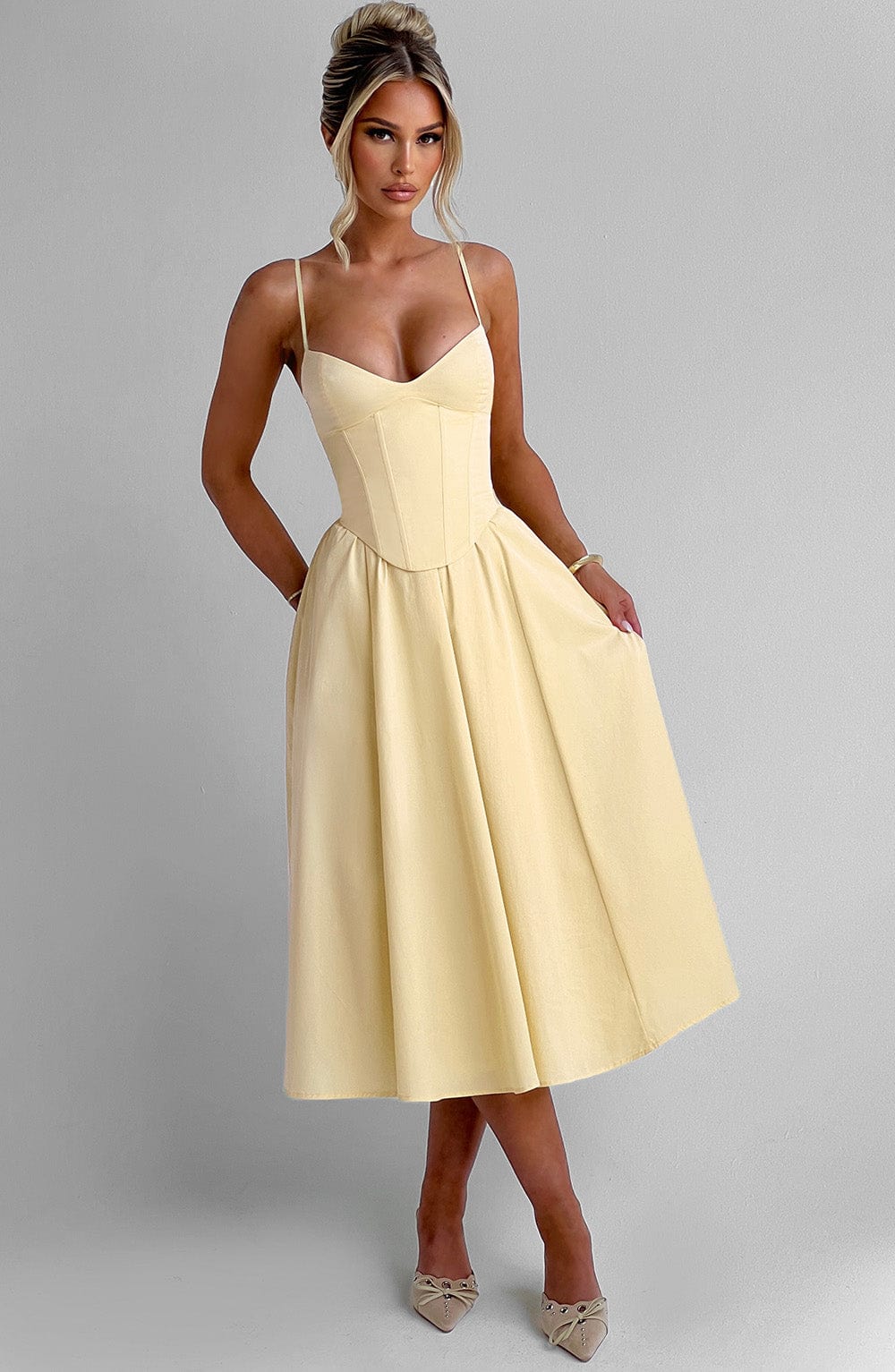 Mariella Midi Dress - Lemon - Napalia