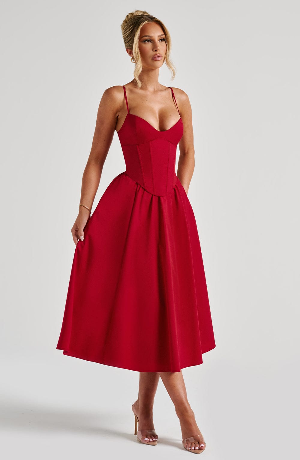 Mariella Midi Dress - Red - Napalia
