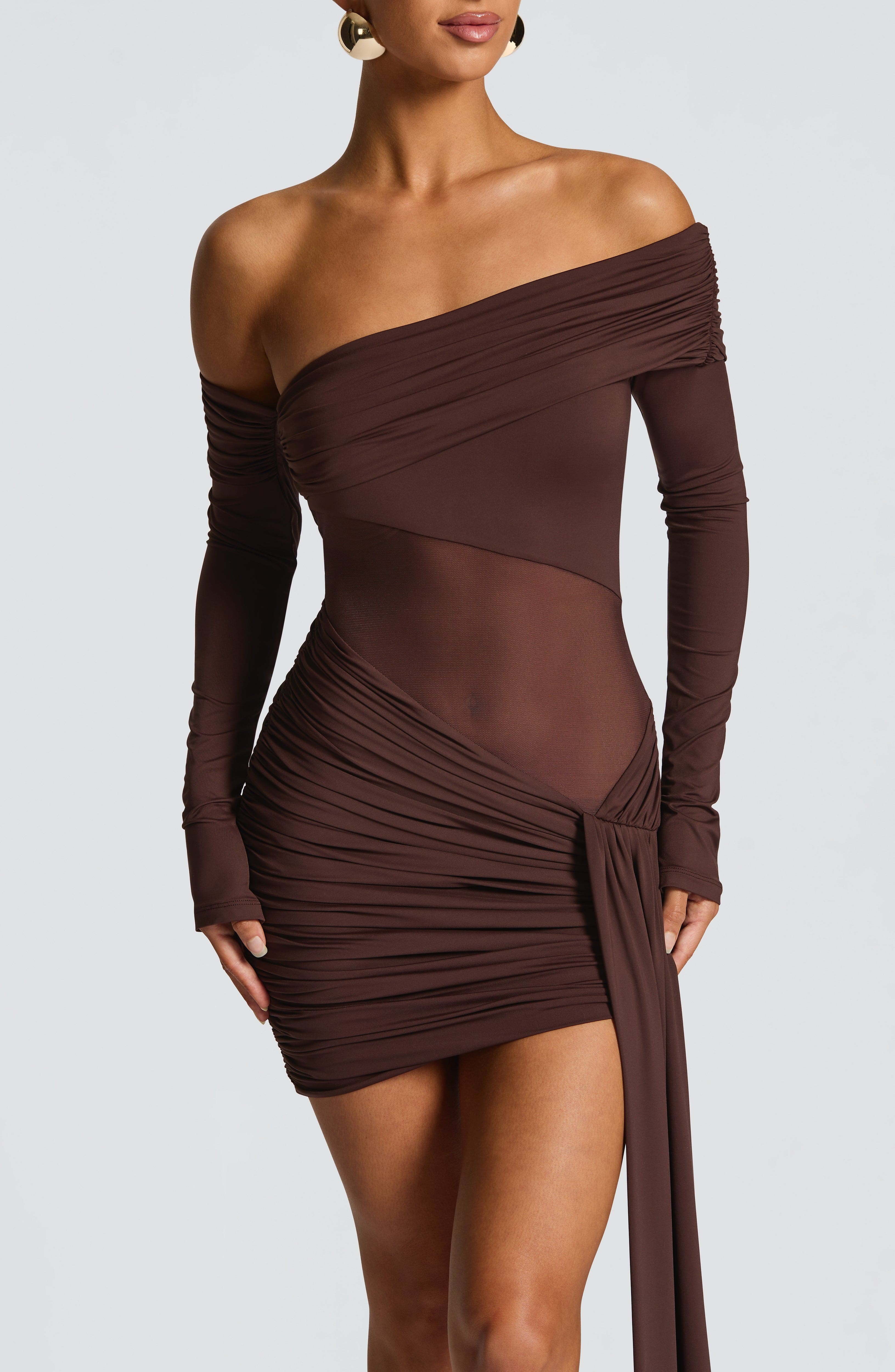 Mavra Mini Dress - Plum Brown - Napalia