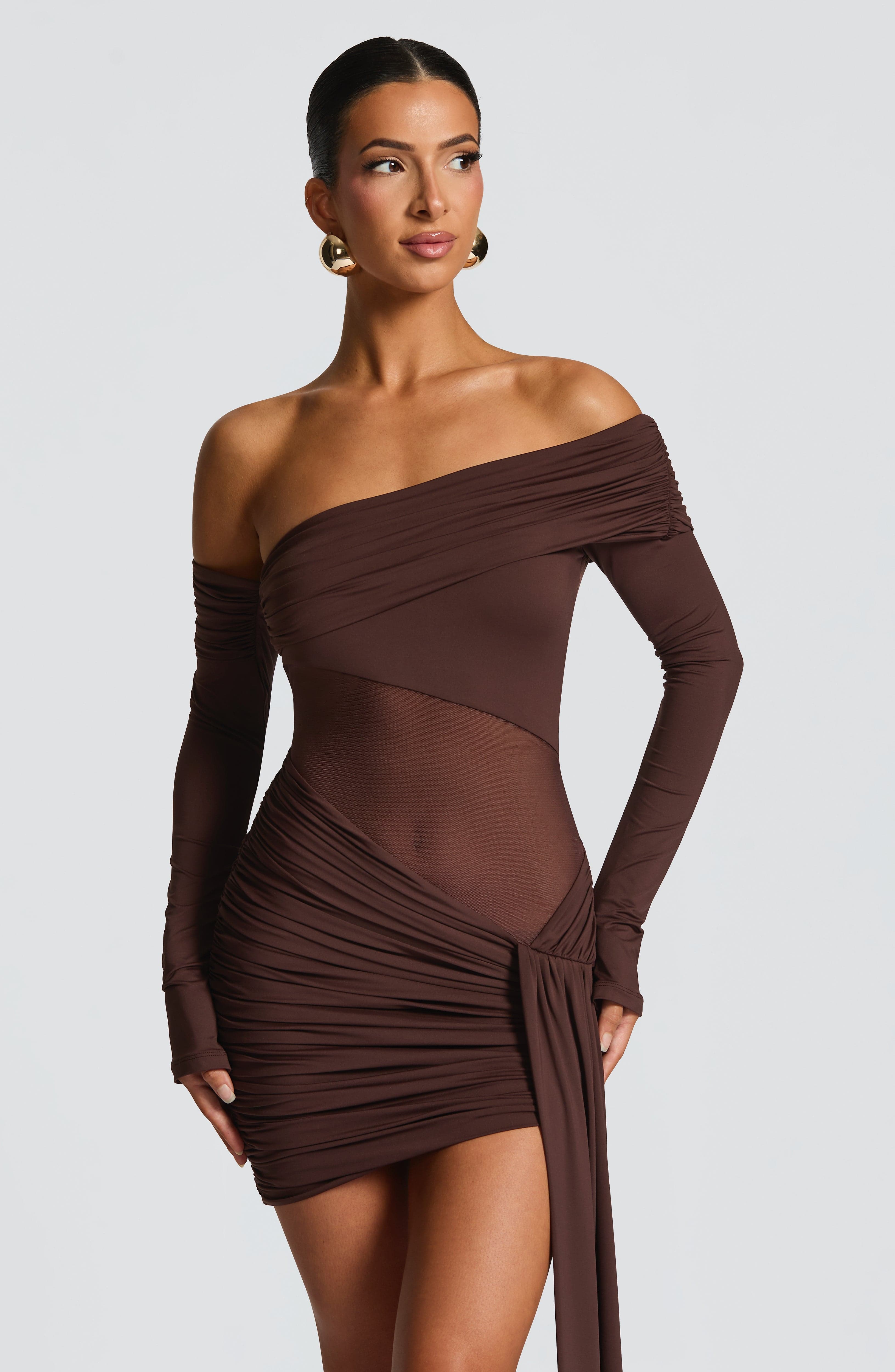 Mavra Mini Dress - Plum Brown - Napalia