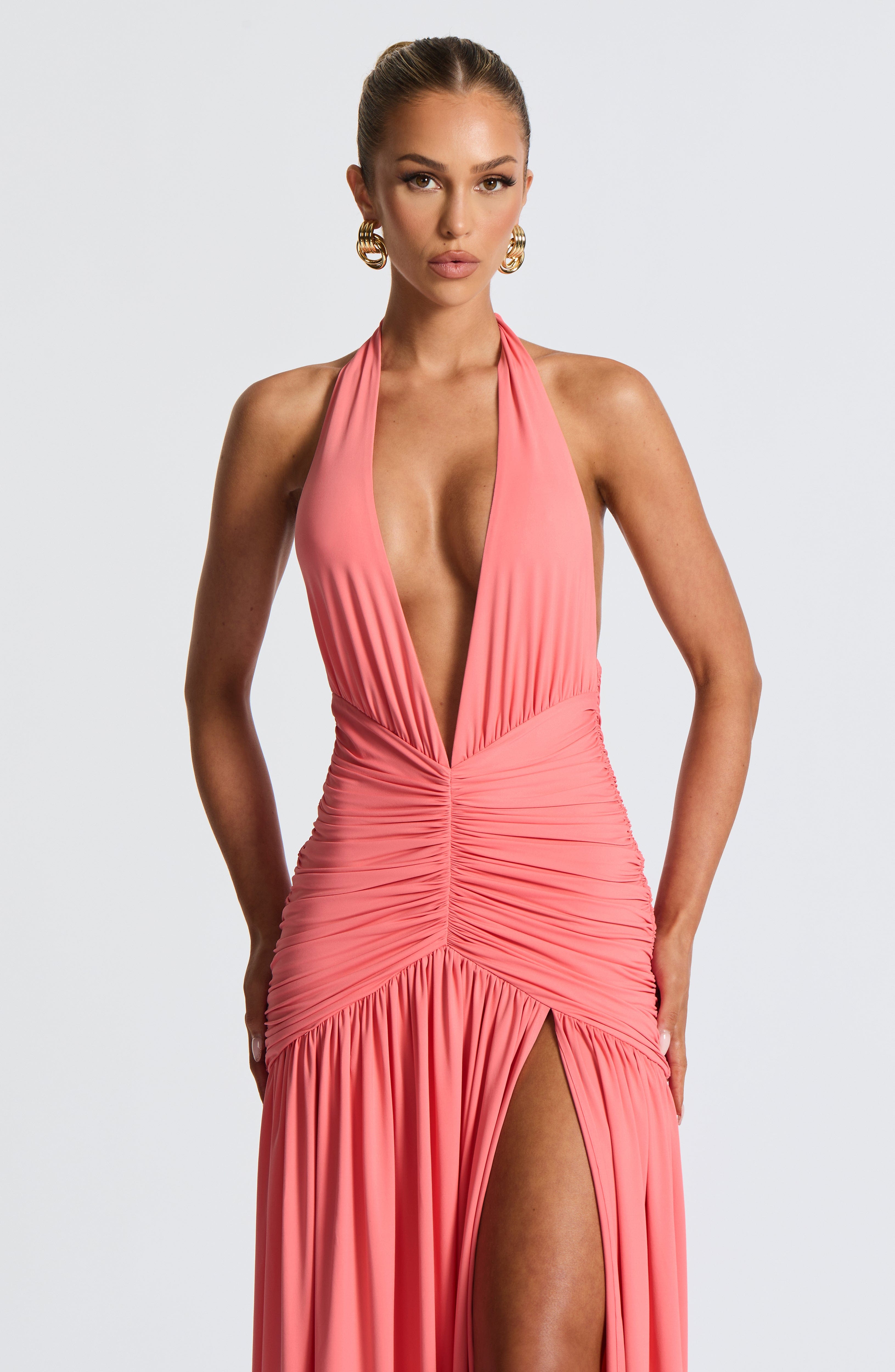 Melania Maxi Dress - Coral Pink - Napalia