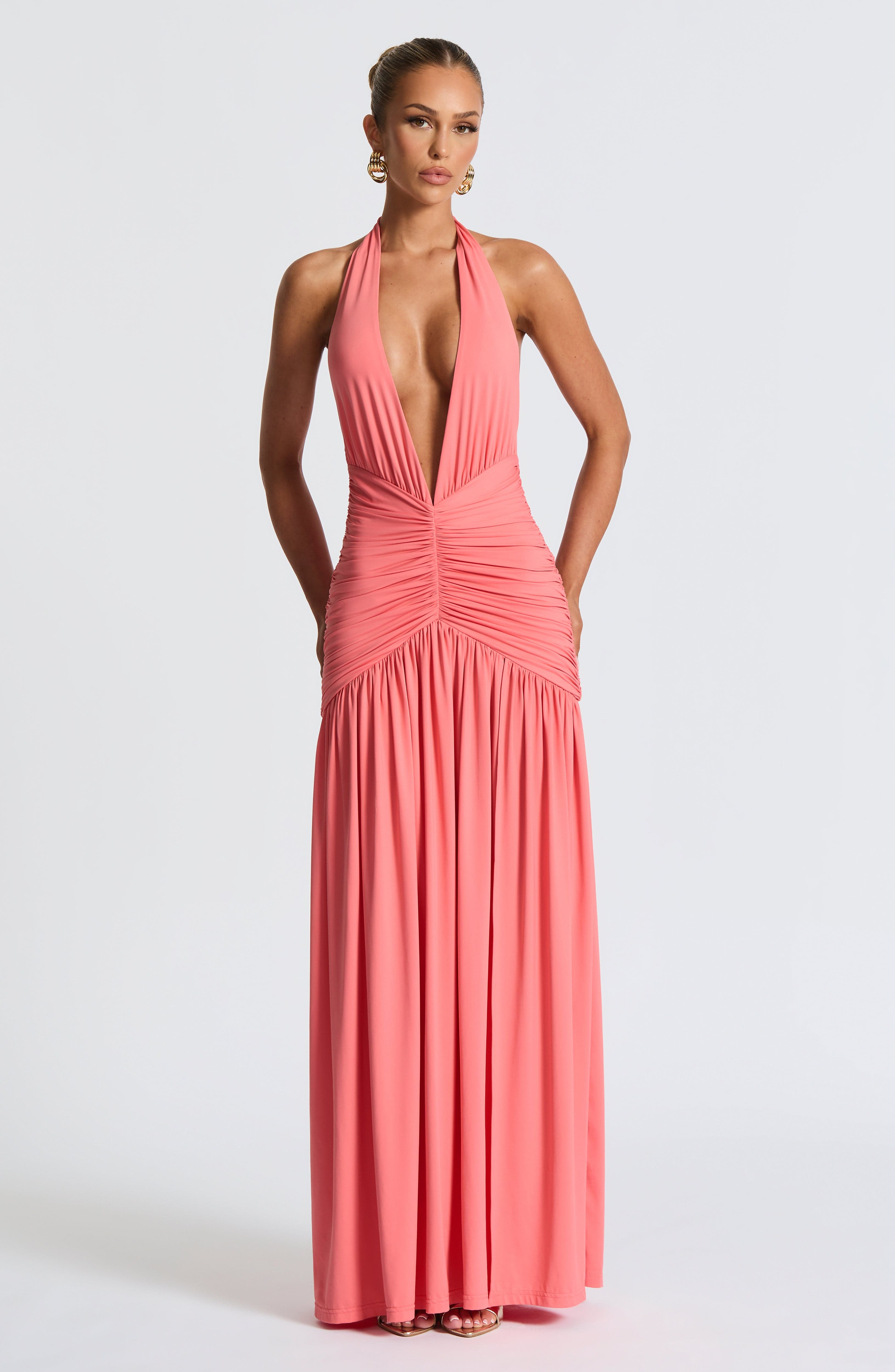 Melania Maxi Dress - Coral Pink - Napalia