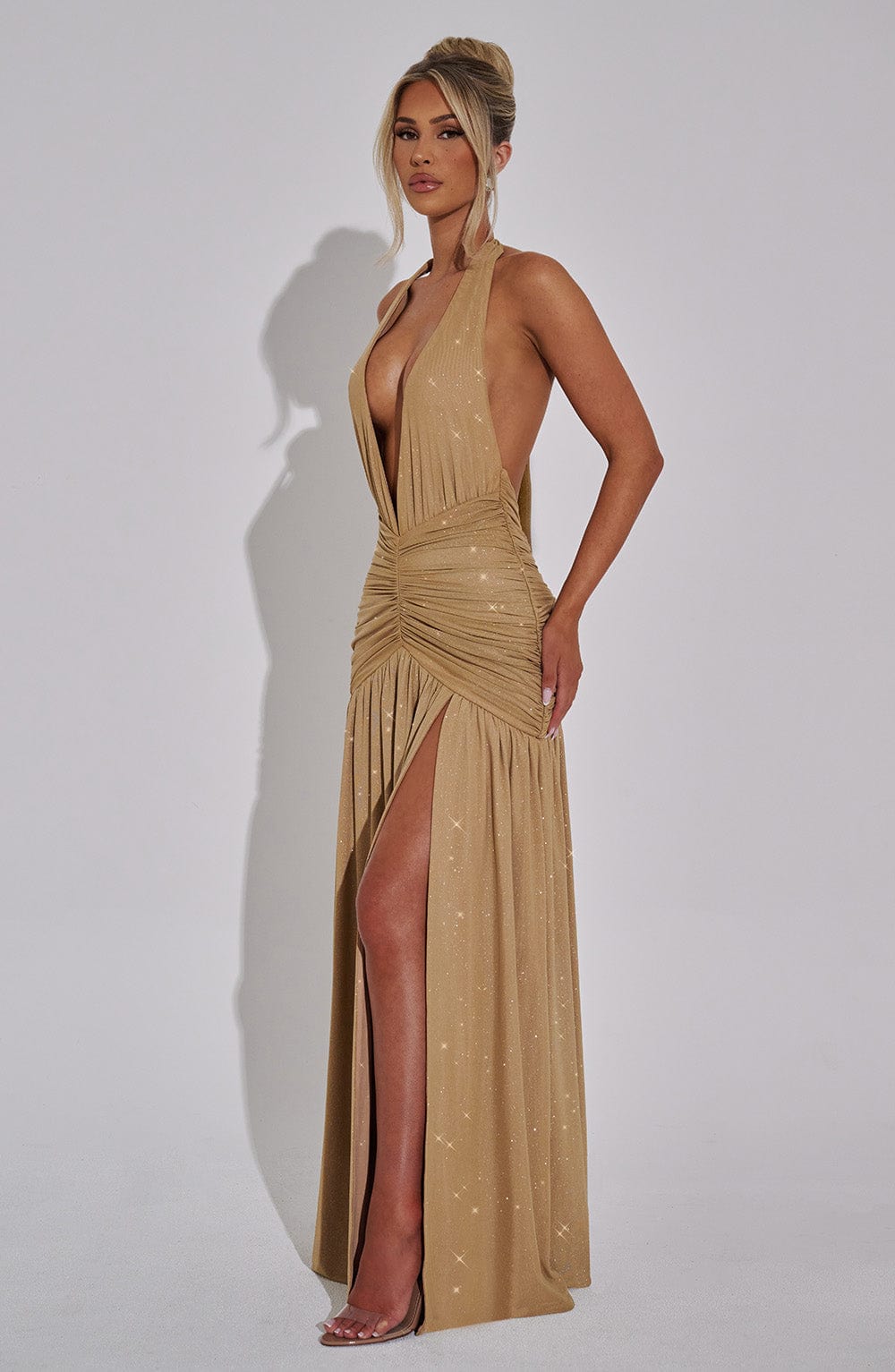 Melania Maxi Dress - Gold Sparkle - Napalia