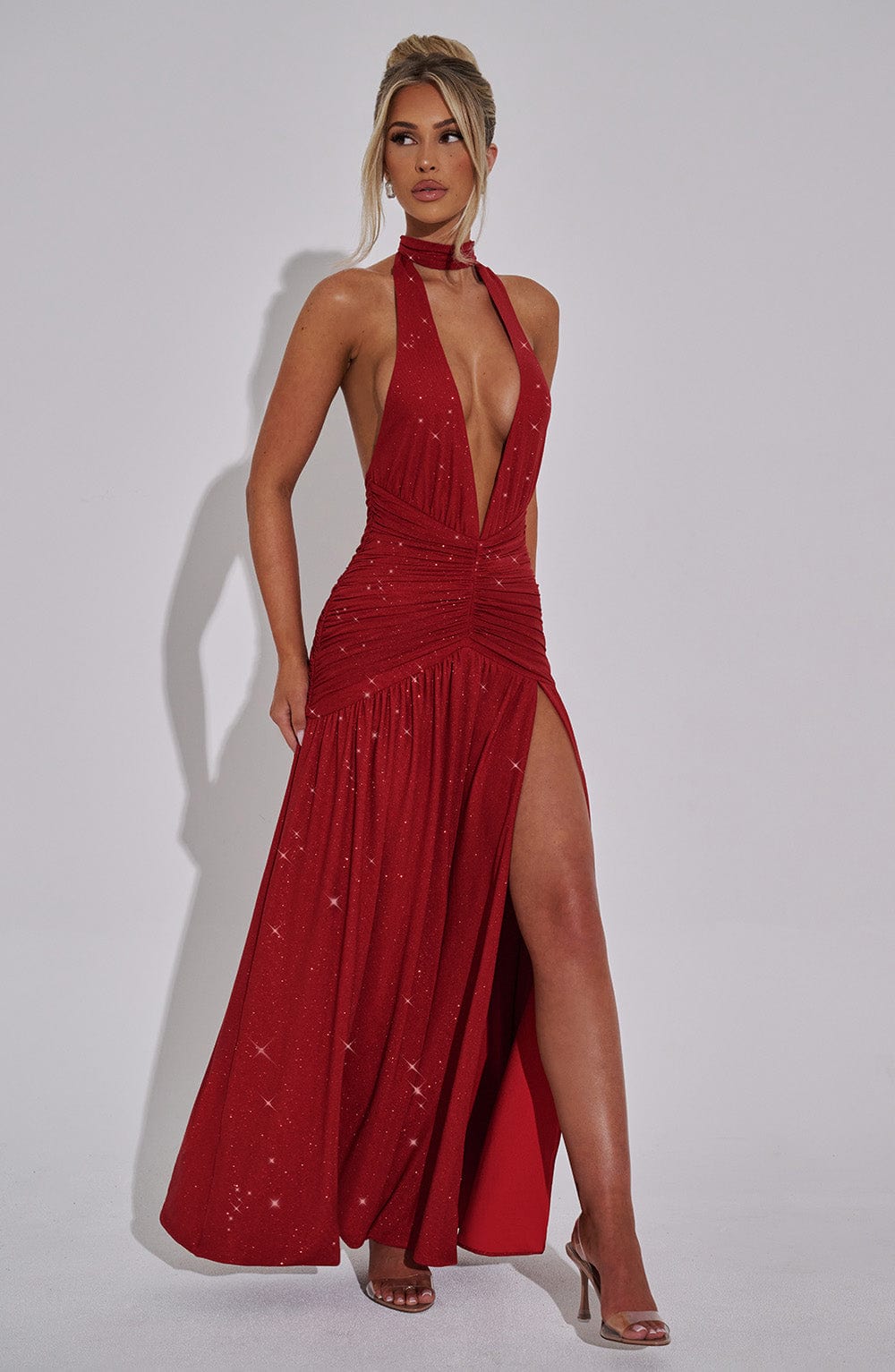 Melania Maxi Dress - Red Sparkle - Napalia