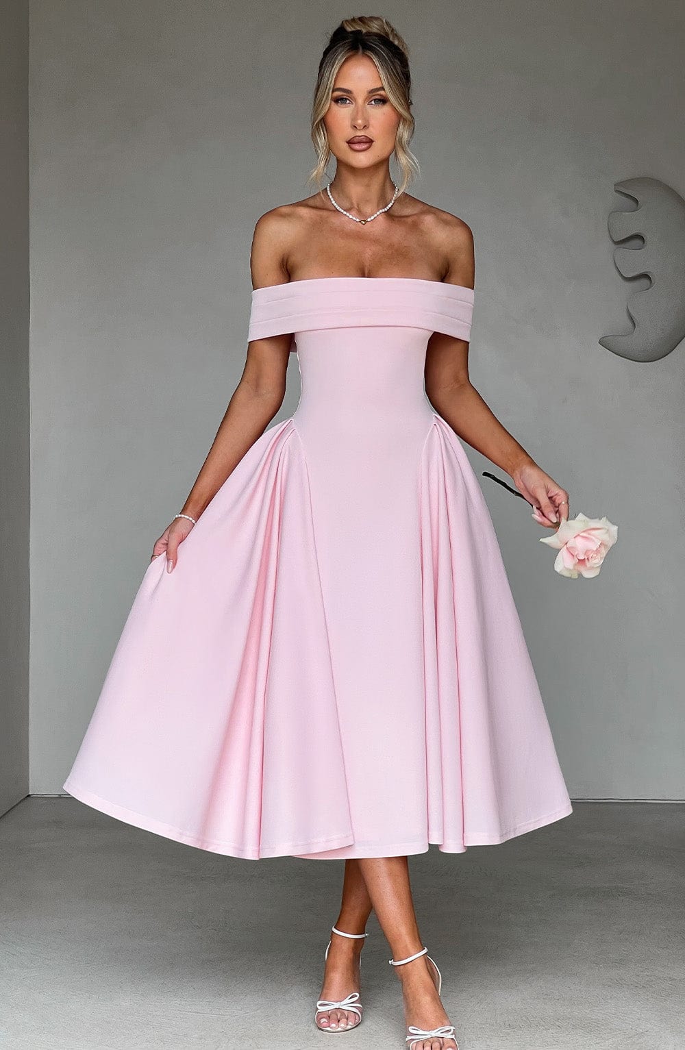 Miranda Midi Dress - Blush - Napalia