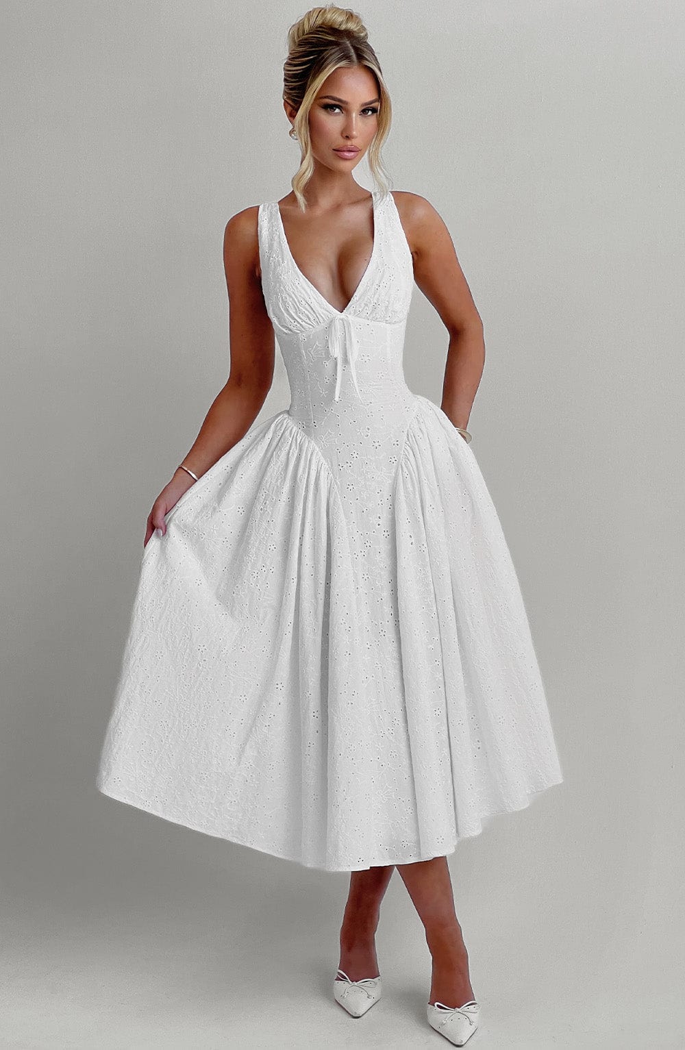 Monroe Midi Dress - Ivory - Napalia