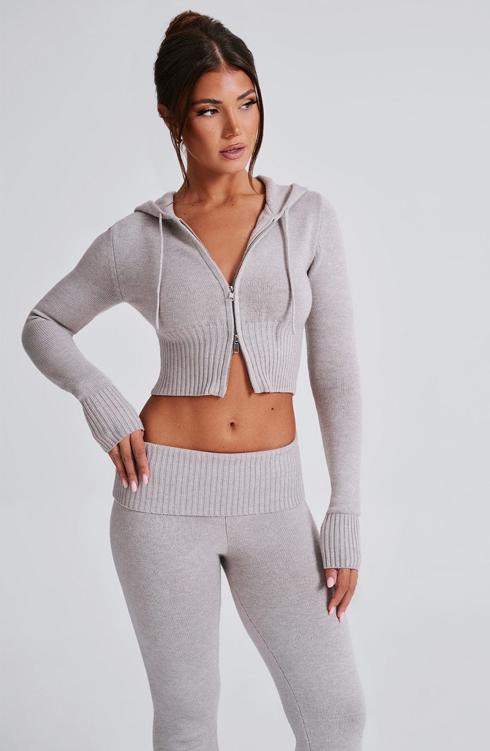 Portia Knit Hoodie - Light Grey Marl - Napalia