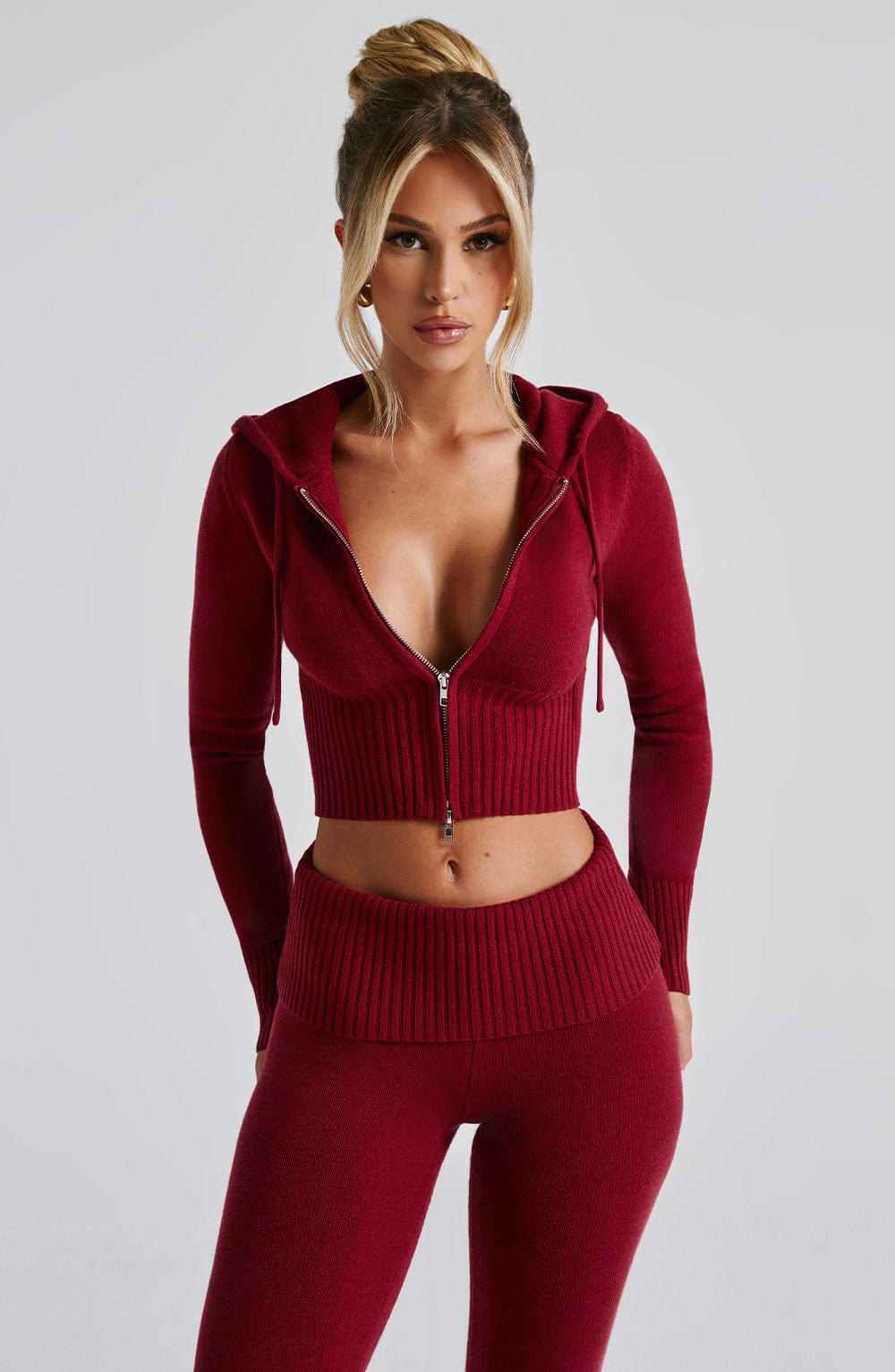 Portia Knit Hoodie - Red - Napalia