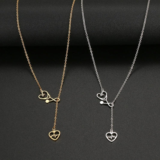 Love Stethoscope Necklace - 18k Gold Plated