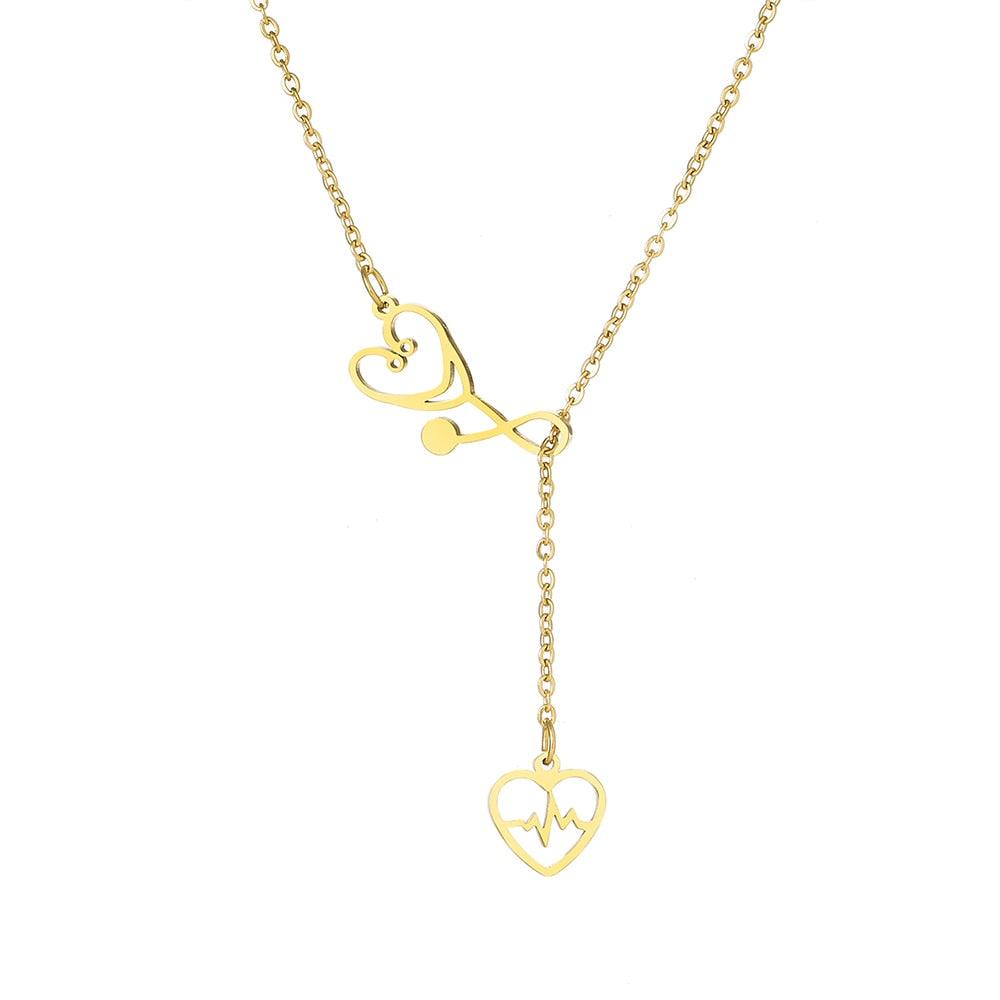 Love Stethoscope Necklace - 18k Gold Plated