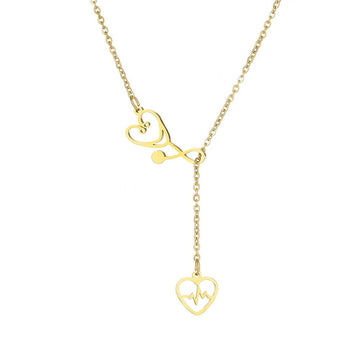 Love Stethoscope Necklace - 18k Gold Plated