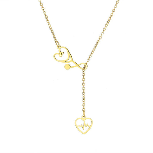 Love Stethoscope Necklace - 18k Gold Plated